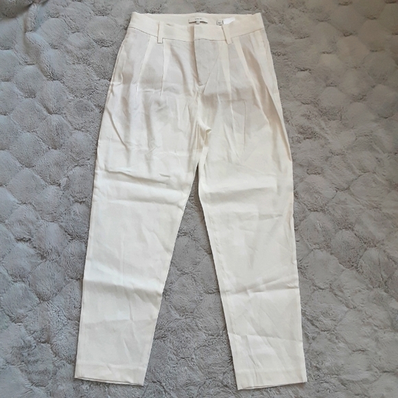 Vince Tapered Cropped Pants linen Blend In Off White Size 2. - Picture 6 of 14